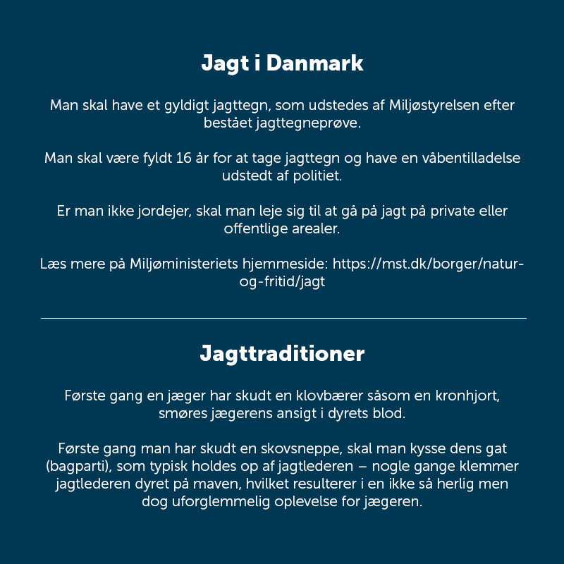 Infoboks vedrørende jagt og jagttraditioner i Danmark.